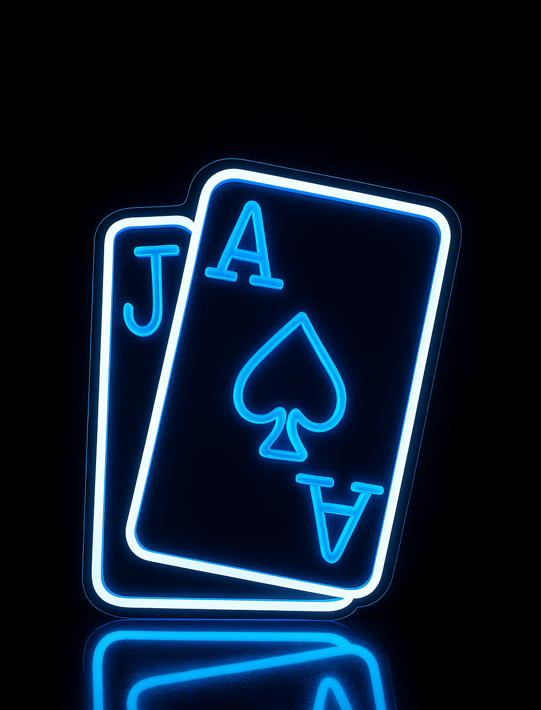 Poker Blue&White Neon