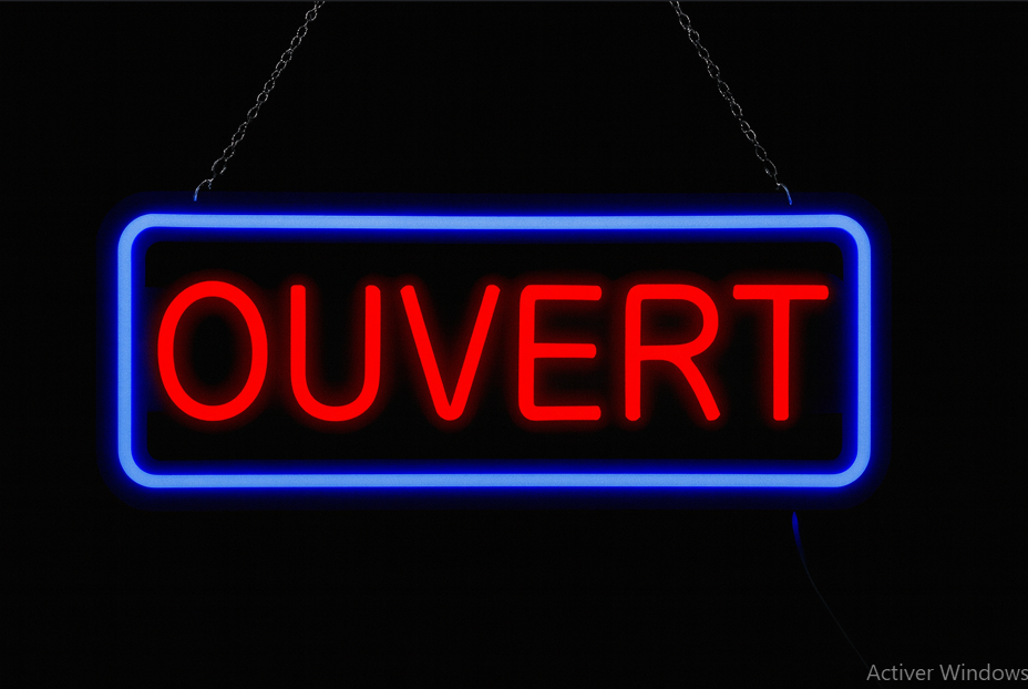 “OUVERT” Bleu & Rouge