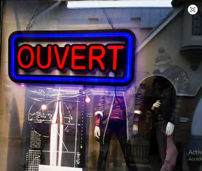 “OUVERT” Bleu & Rouge